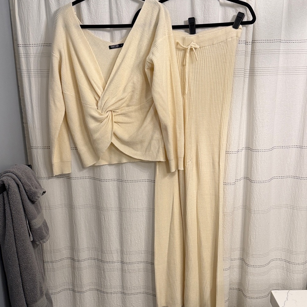 Nasty Gal Cream Knit Ensemble